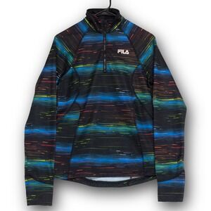 Fila Sport Pullover Mens Small Multicolor Excellent 1/4 Zip Digital Streak S